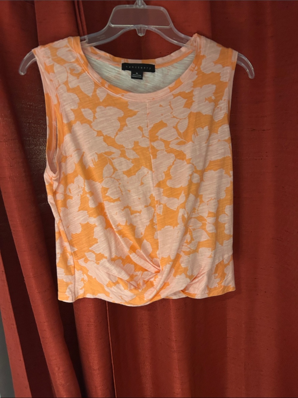 Sanctuary Orange & White Floral Twist-Front Tank